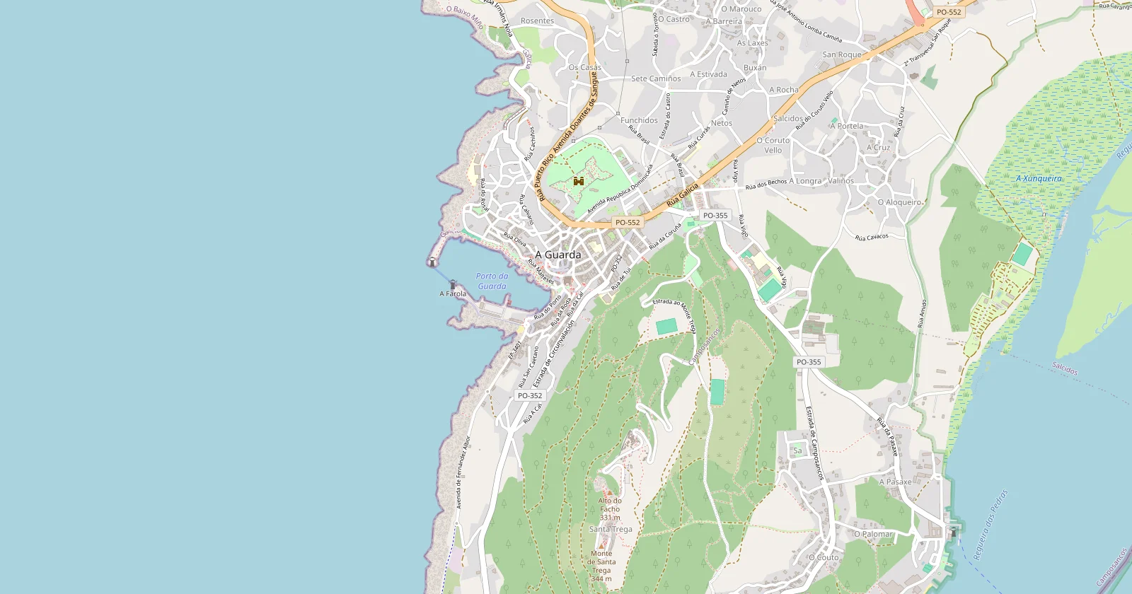 Mapa de A Guarda con la ubicación de la casa